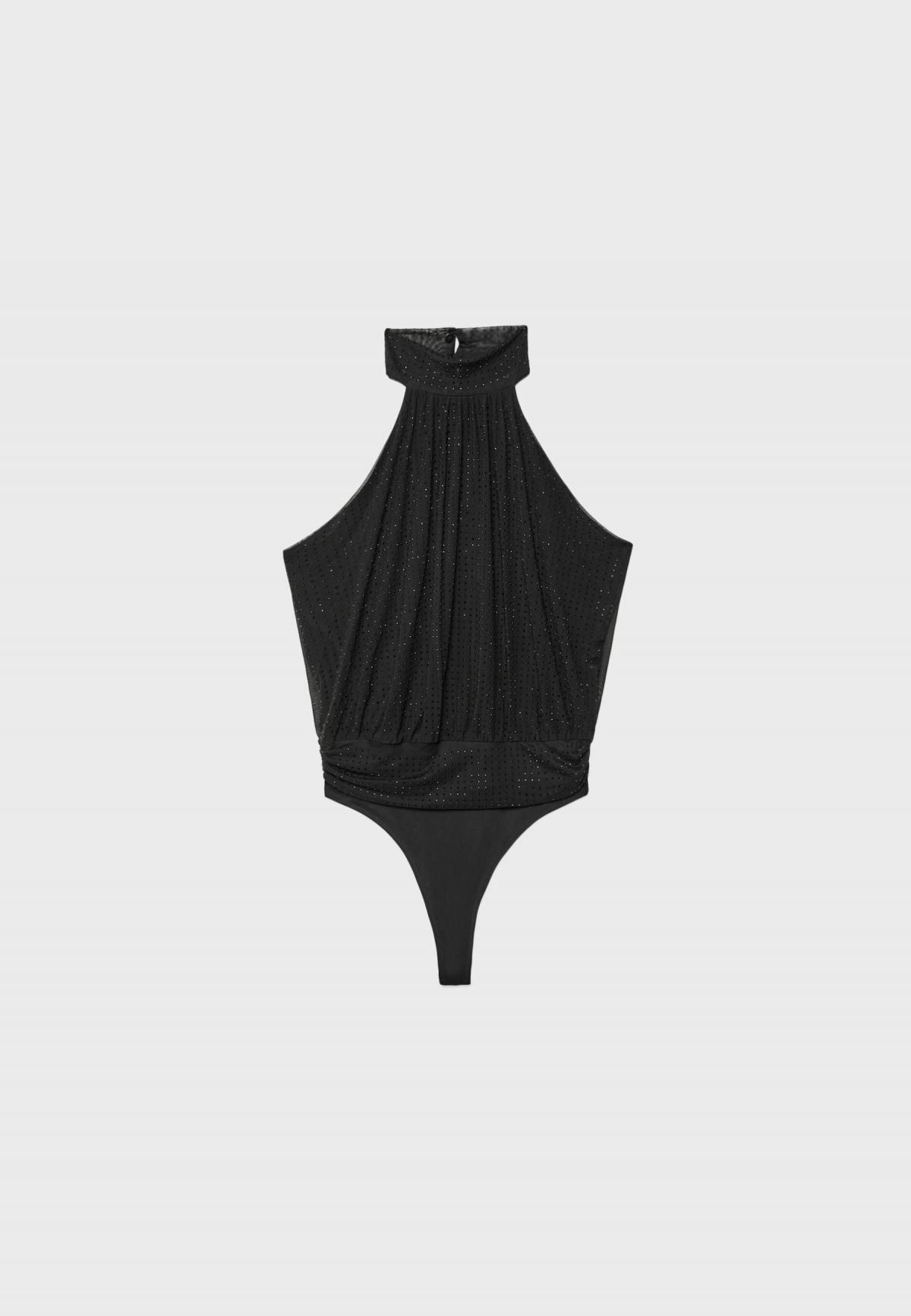 스트라디바리우스 글리터 라인스톤 하이넥 홀터 바디수트 6781/976 BLACK - 메인 이미지