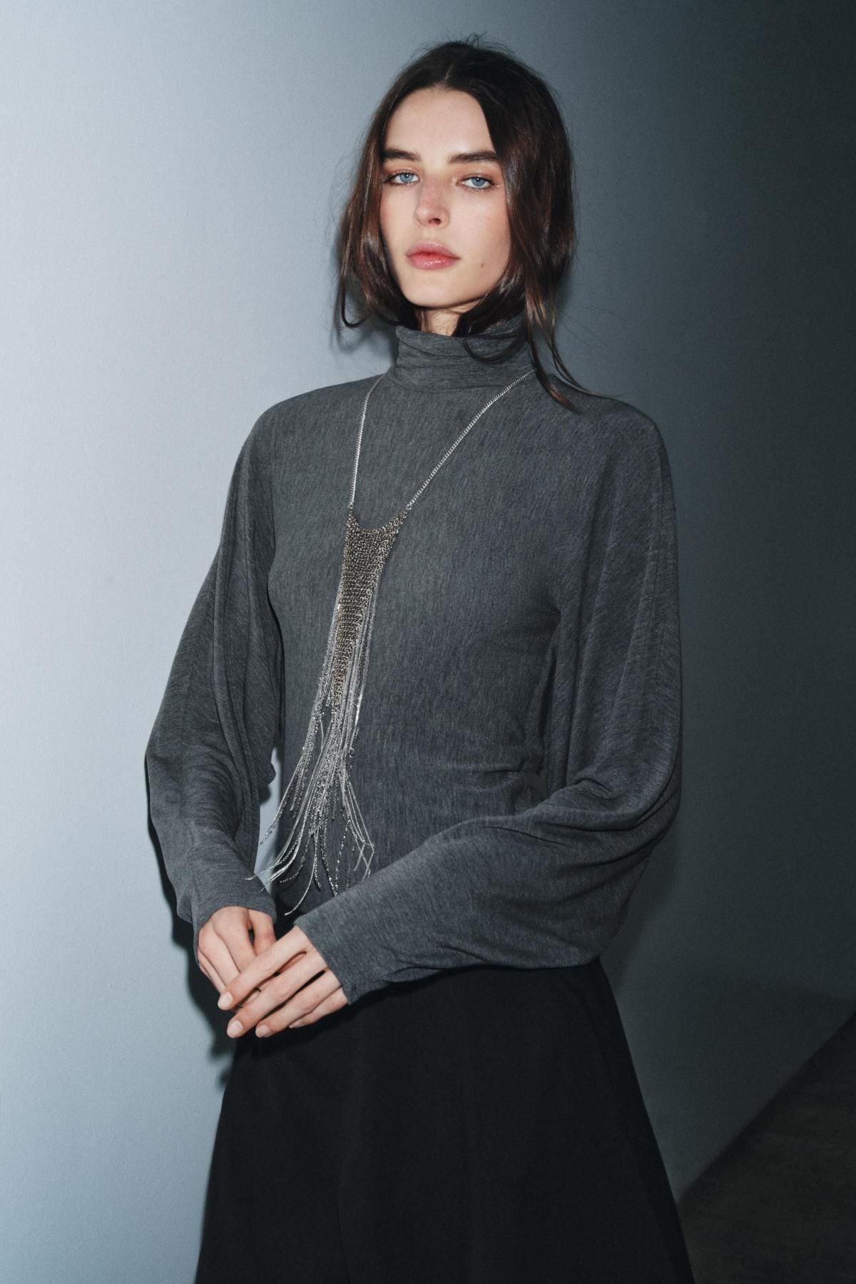 자라 베이직 하이넥 긴팔 티셔츠 5578/455 GREY - 상세 이미지 3