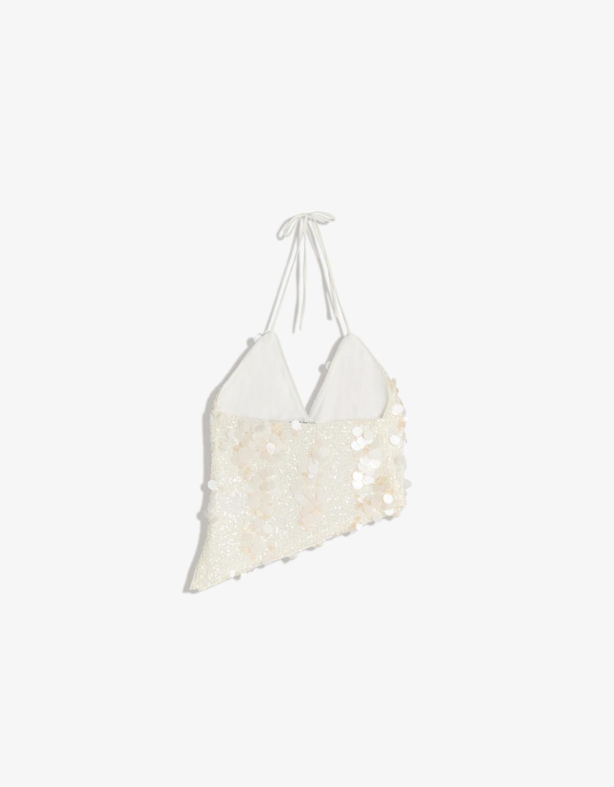 버쉬카 시퀸 비즈 비대칭 스트랩 탑 0050/662 OFF WHITE - 상세 이미지 2