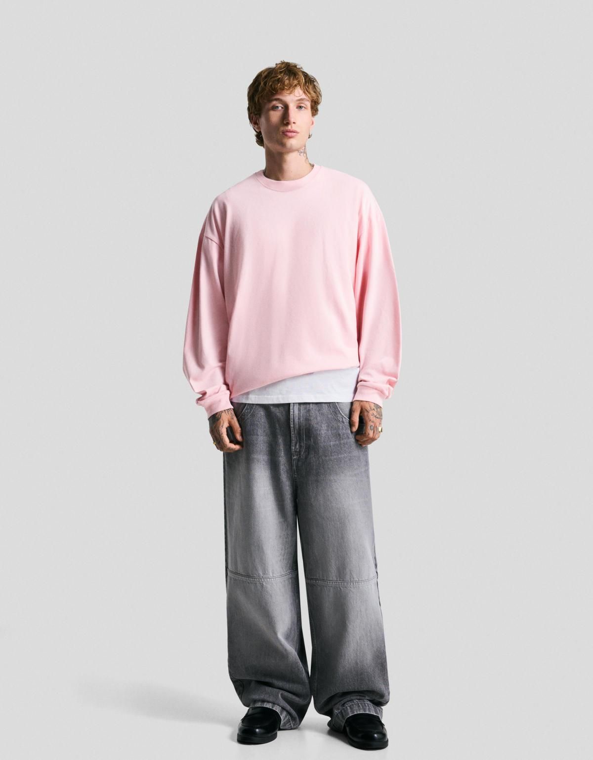 버쉬카 페일핑크 박시핏 긴팔 티셔츠 8082/116 PINK - 상세 이미지 4