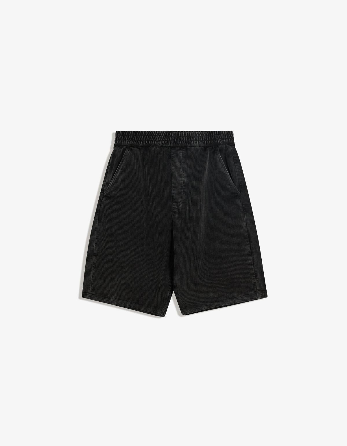 버쉬카 코듀로이 조거 버뮤다 쇼츠 남성 와이드핏 블랙 8436/091 BLACK - 상세 이미지 3