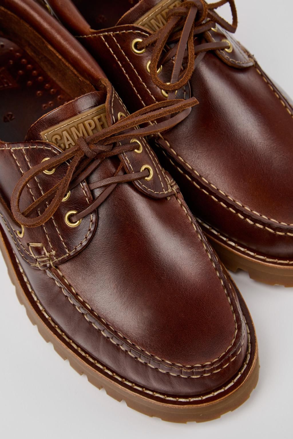 캠퍼 브라운 레더 남성 드라이빙 슈즈 Nautico 15233-001 BROWN - 상세 이미지 2