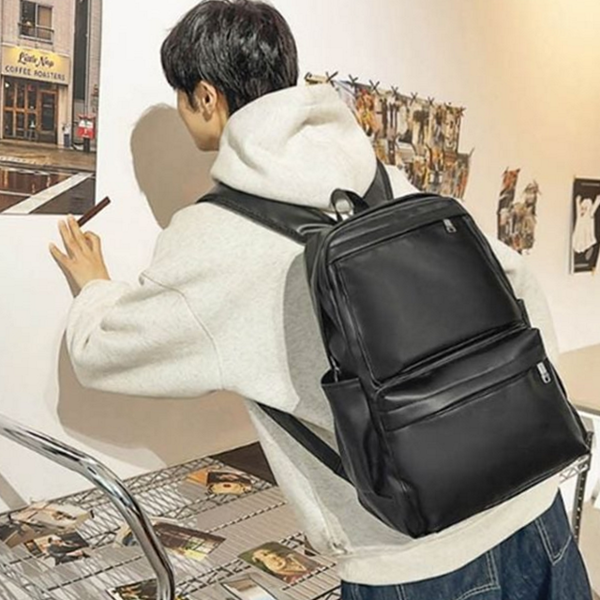 레더 남자 백팩 노트북 남성 백팩 직장인 대학생 - 메인 이미지