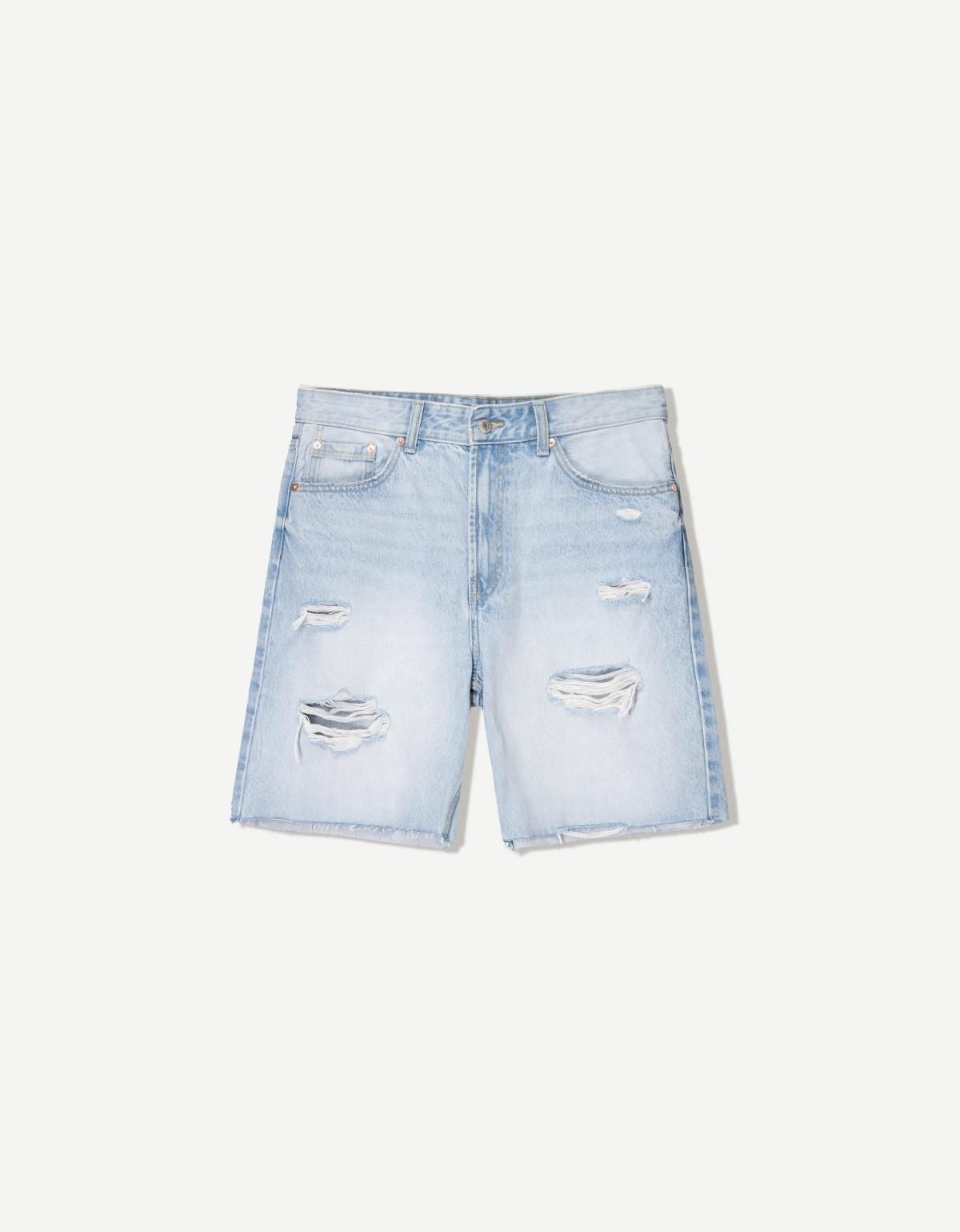 버쉬카 리핑 데님 버뮤다 쇼츠 3335/352 LIGHT BLUE - 상품 이미지