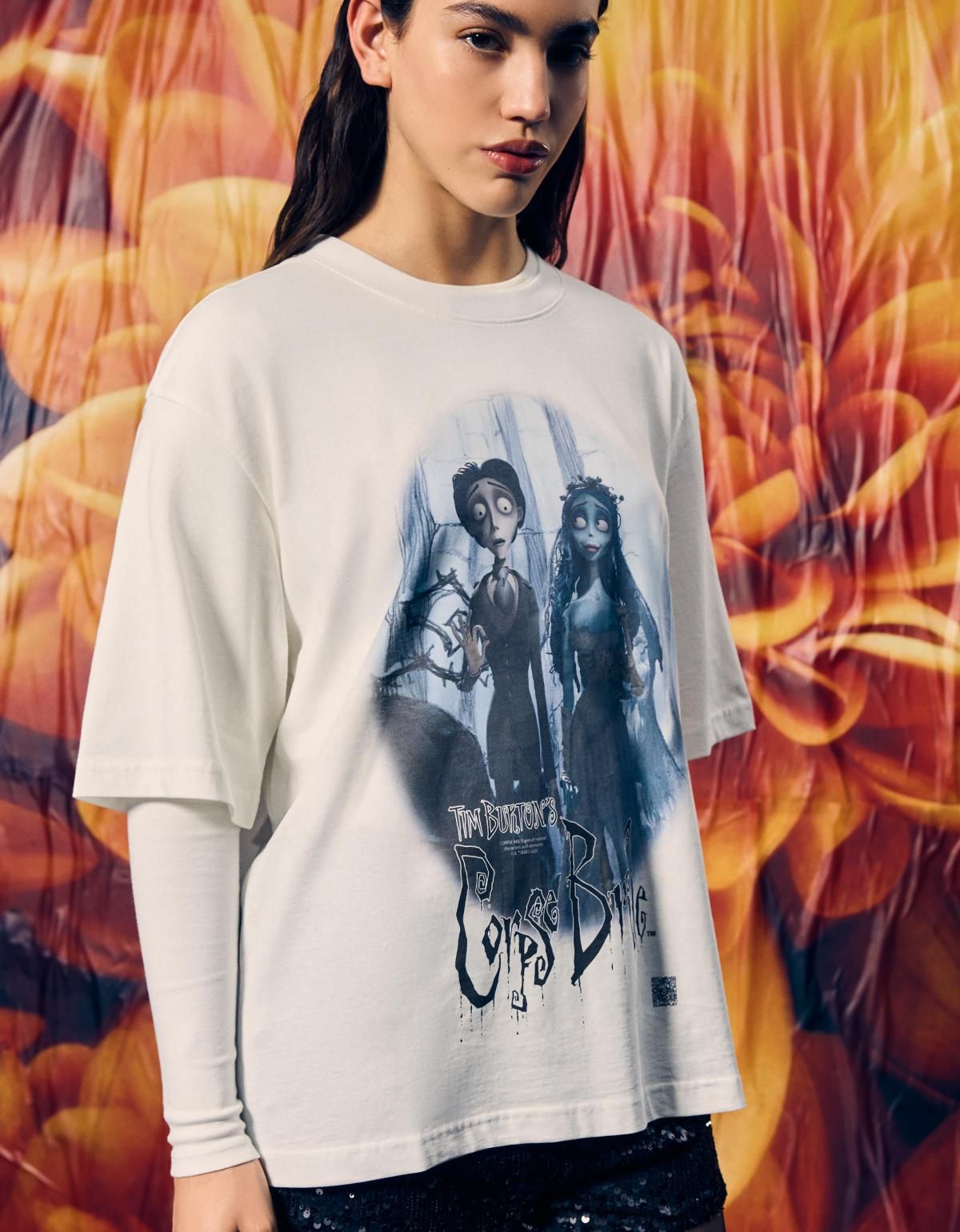 버쉬카 디지털 그래픽 프린트 오버핏 반팔 티셔츠 2377/826 OFF WHITE - 상세 이미지 3