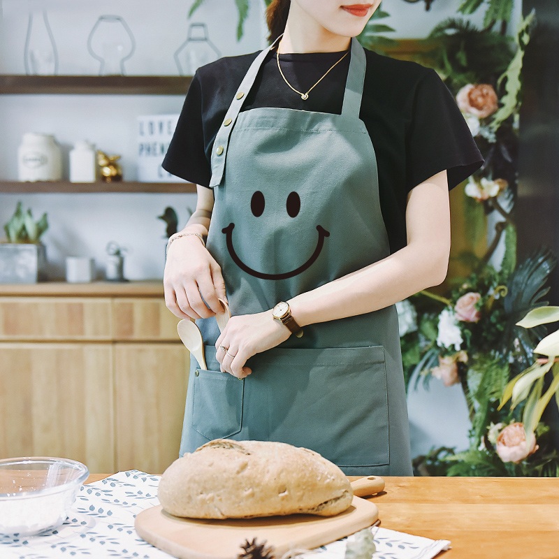 감성 옐로우 스마일 앞치마 이모티콘 방수 카페 투명 바리스타 보육교사 타월 공방 판촉물 - 상세 이미지 3