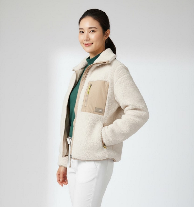 네파 여성 간절기 초겨울 벌키플리스 보아퍼 스텐넥 아웃도어 플리츠 자켓 - 상세 이미지 2