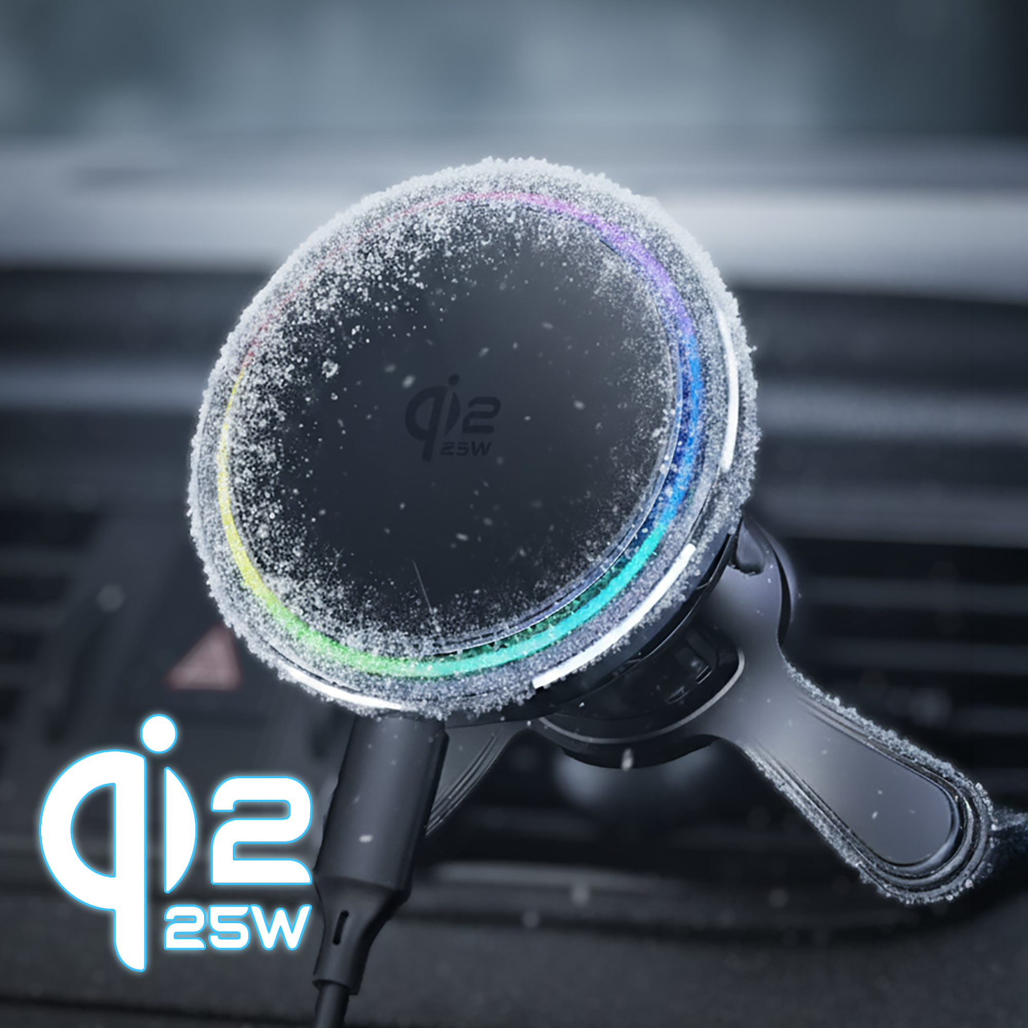 FROSTCORE Qi2.2 25W 펠티어 냉각 맥세이프 차량용 초고속 충전기 - 상품 이미지