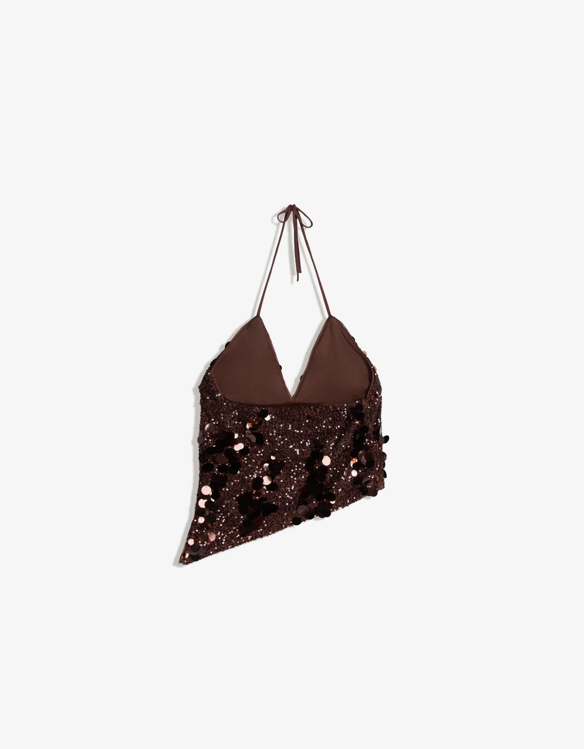 버쉬카 글리터 시퀸 스트랩 탑 0050/662 BROWN - 상세 이미지 2
