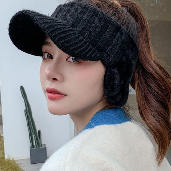겨울 여성 방한 모자 귀달이 여성 귀마개 모자 니트 - 메인 이미지