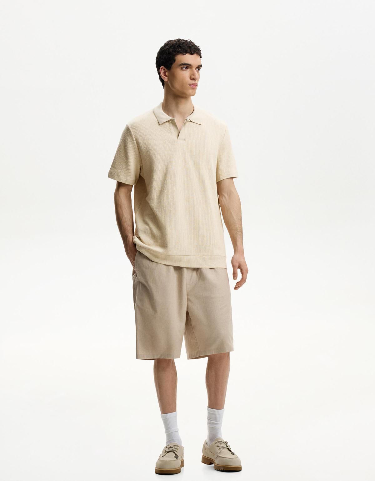 버쉬카 텍스처 폴로 셔츠 8562/777 CAMEL - 상세 이미지 3