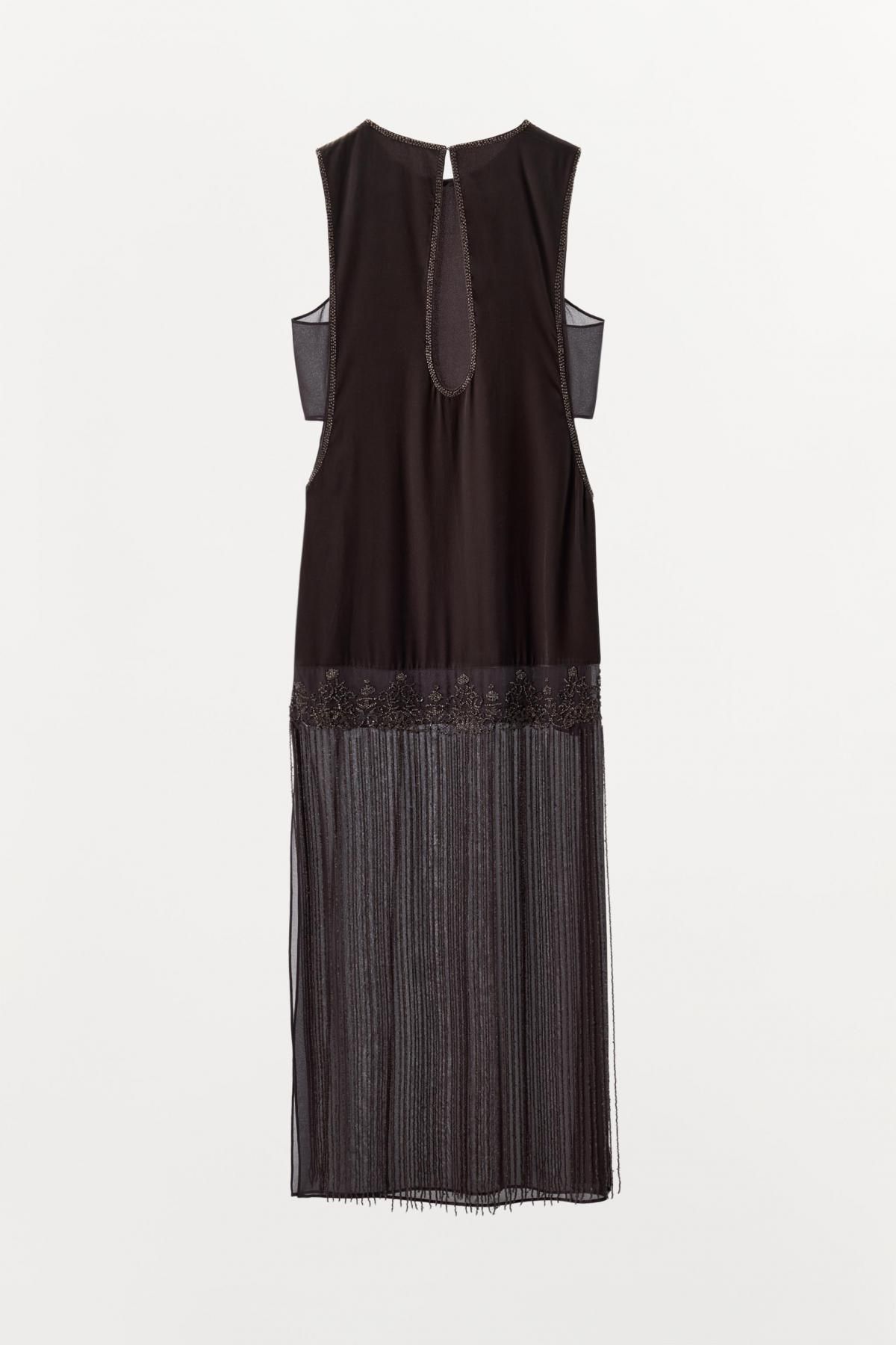 자라 파티 벨벳 비즈 프린지 미디 원피스 7521/610 ANTHRACITE GREY - 상세 이미지 5