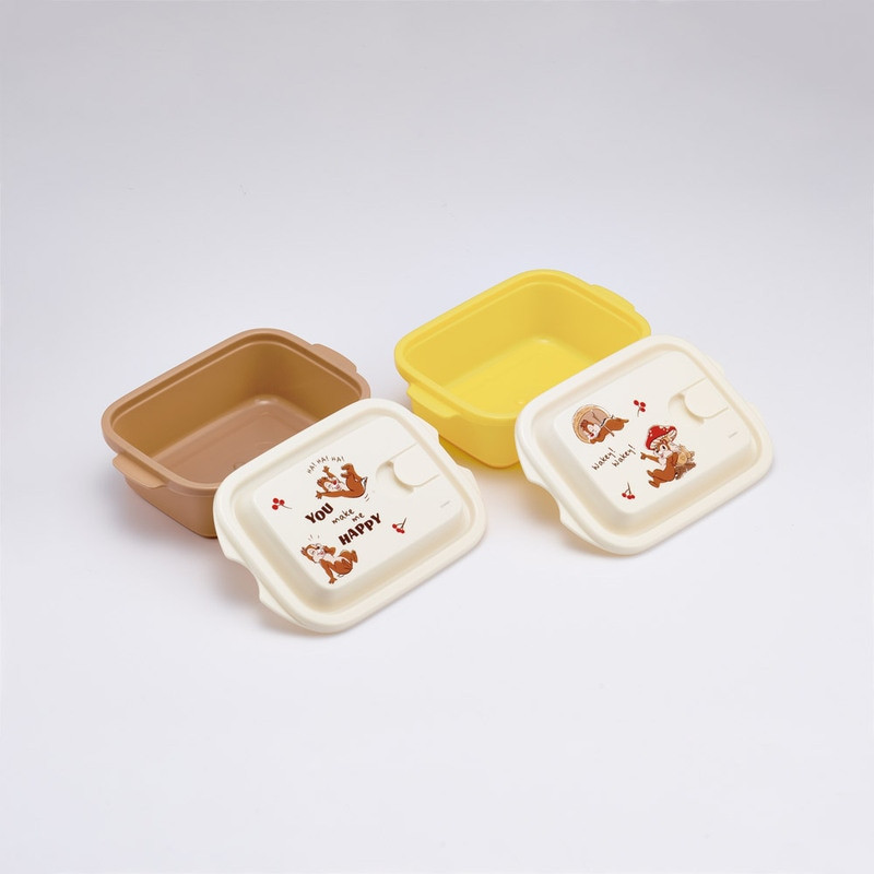 [발주상품 2~4 영업일 발송예정] 스케이터 칩앤데일 AUTUMN 캐릭터 에어밸브 돔형뚜껑 보존용기 (L) 2개세트 500ml FCNF2W - 하카타몰