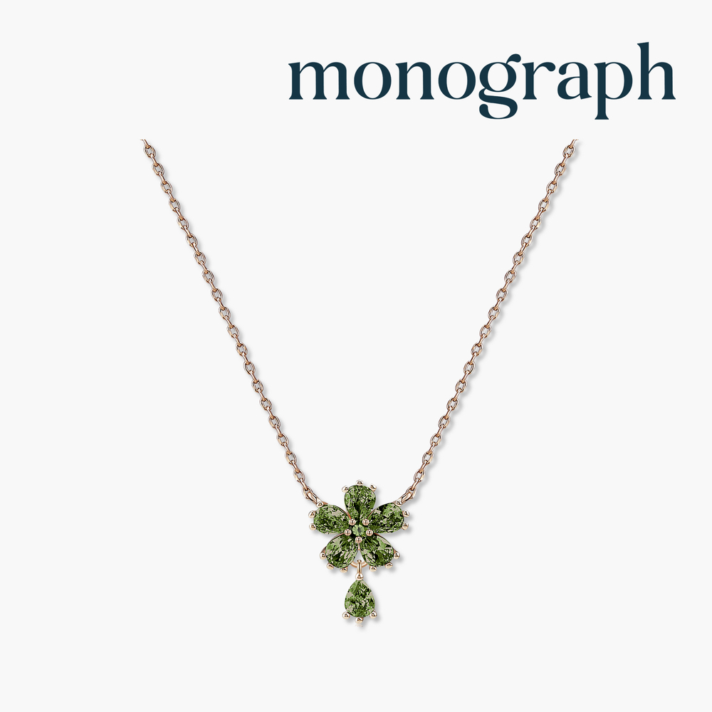 [Color Cubic] 모노그래프 칼리아 여성 주얼리 큐빅 펜던트 꽃 핑크 블루 데일리 목걸이 Peridot - 상세 이미지 2