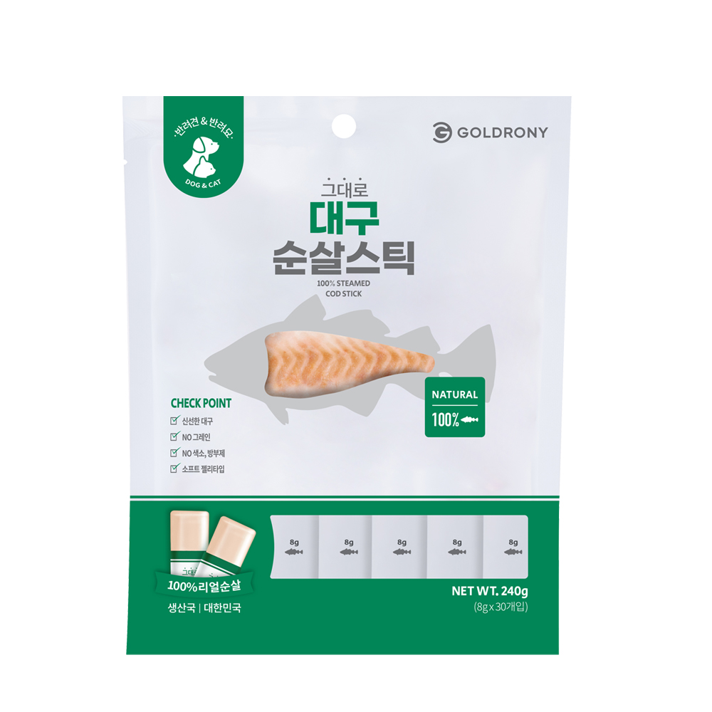 골드로니 그대로 순살스틱 강아지 고양이 간식 30개입+30개입 - 상품 이미지