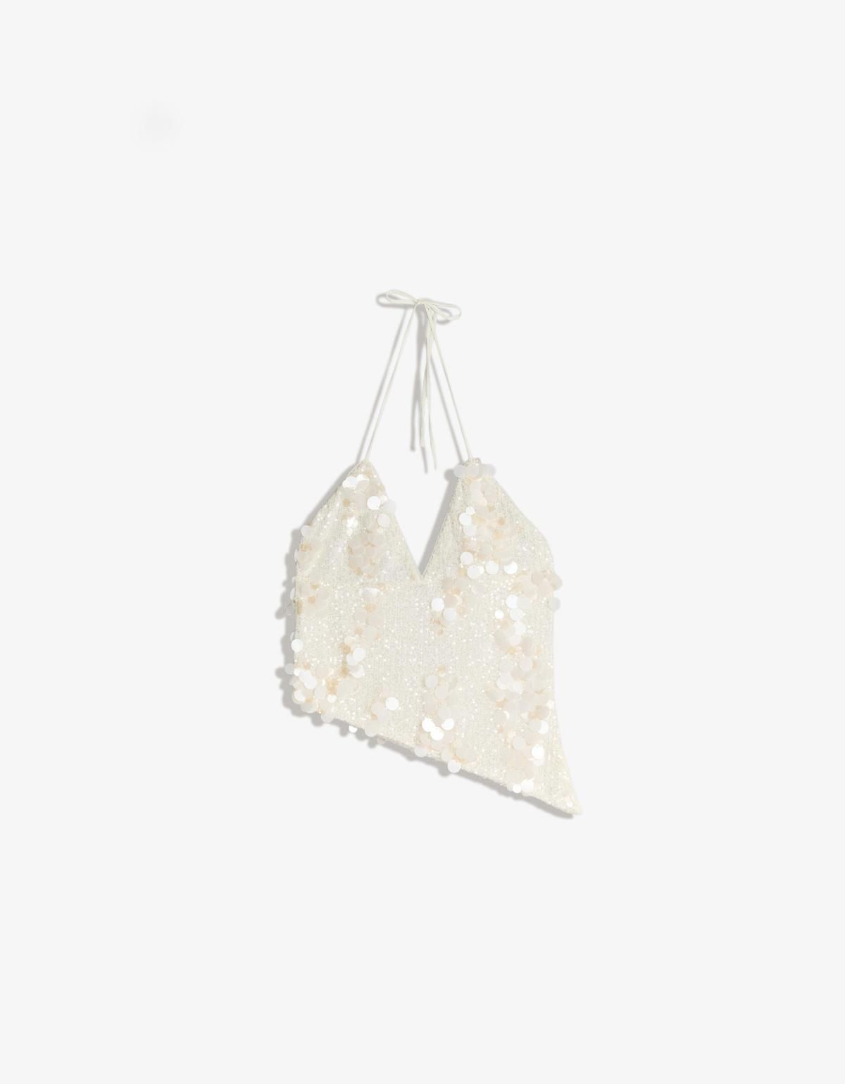 버쉬카 시퀸 비즈 비대칭 스트랩 탑 0050/662 OFF WHITE - 상품 이미지