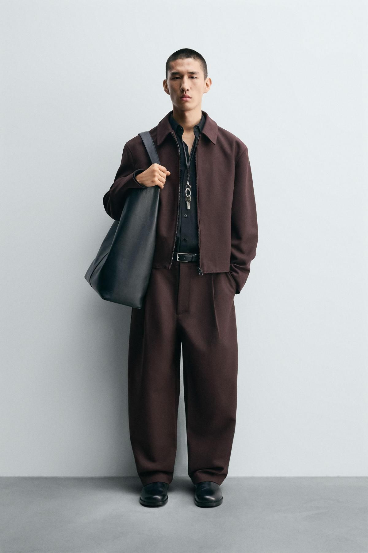자라 크롭핏 테크니컬 울블렌드 집업 재킷 8281/550 BURGUNDY - 상세 이미지 2