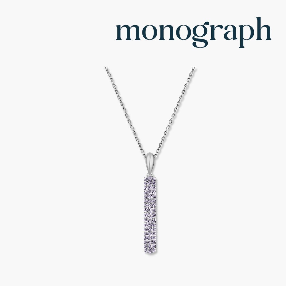 [Color Cubic] 모노그래프 파이퍼 여성 주얼리 큐빅 원터치 바 핑크 블루 데일리 목걸이 Purple - 상세 이미지 2
