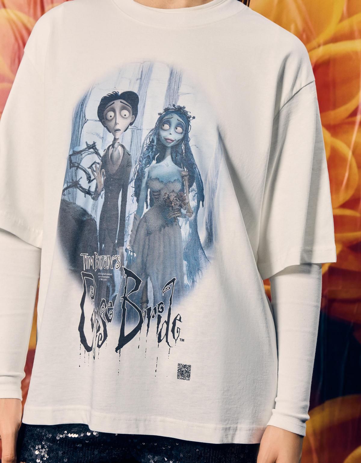 버쉬카 디지털 그래픽 프린트 오버핏 반팔 티셔츠 2377/826 OFF WHITE - 상세 이미지 4