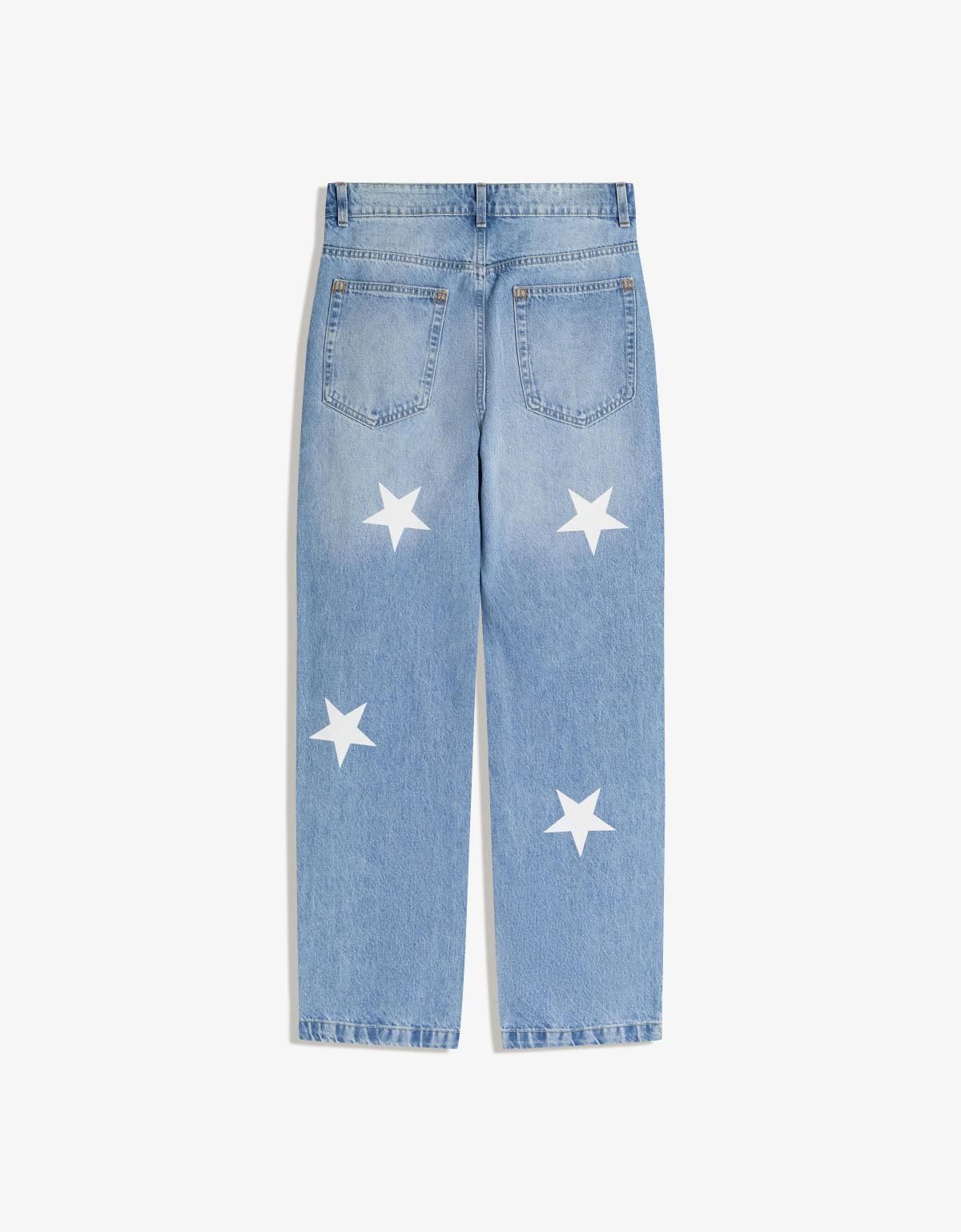 버쉬카 스타 프린팅 스트레이트핏 데님 청바지 5389/335 LIGHT BLUE - 상세 이미지 4