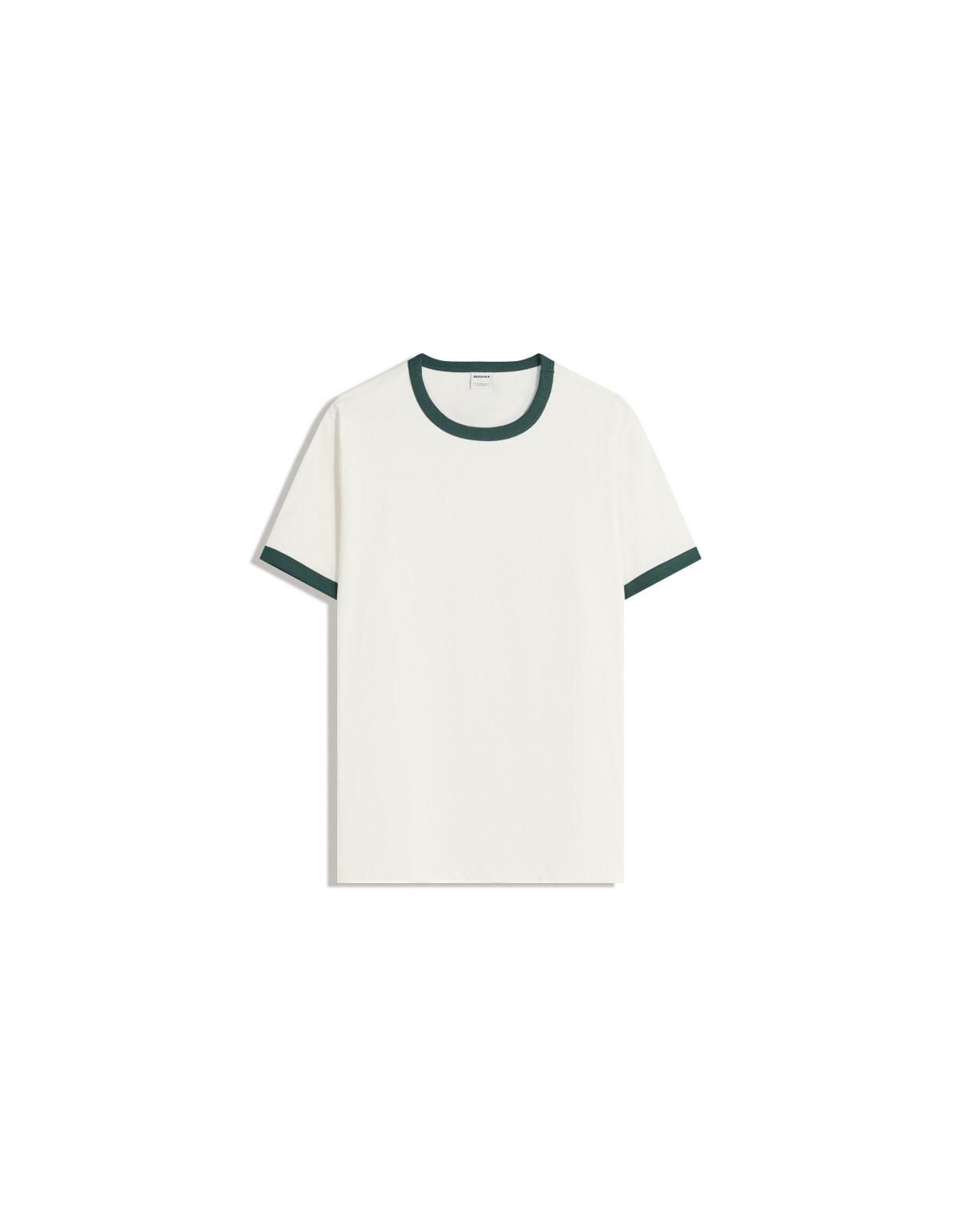 버쉬카 리브드 배색 포인트 반팔 티셔츠 8089/116 OFF WHITE - 메인 이미지