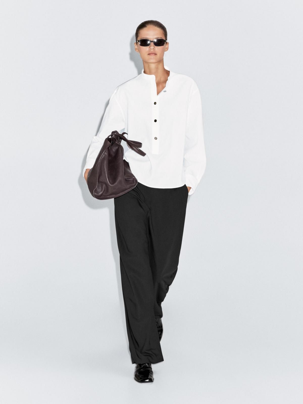 마시모두띠 스탠드칼라 골드버튼 코튼 긴팔 셔츠 5159/959 OFF WHITE - 상세 이미지 5