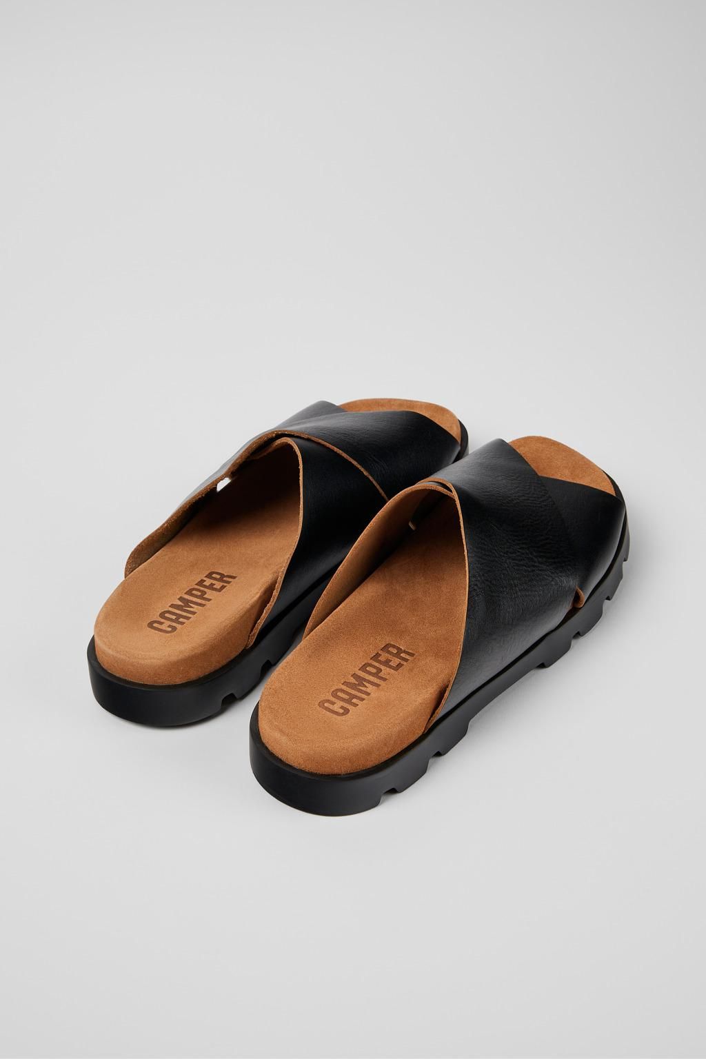 캠퍼 블랙 레더 스트랩 샌들 Brutus K100775-014 BLACK - 상세 이미지 3
