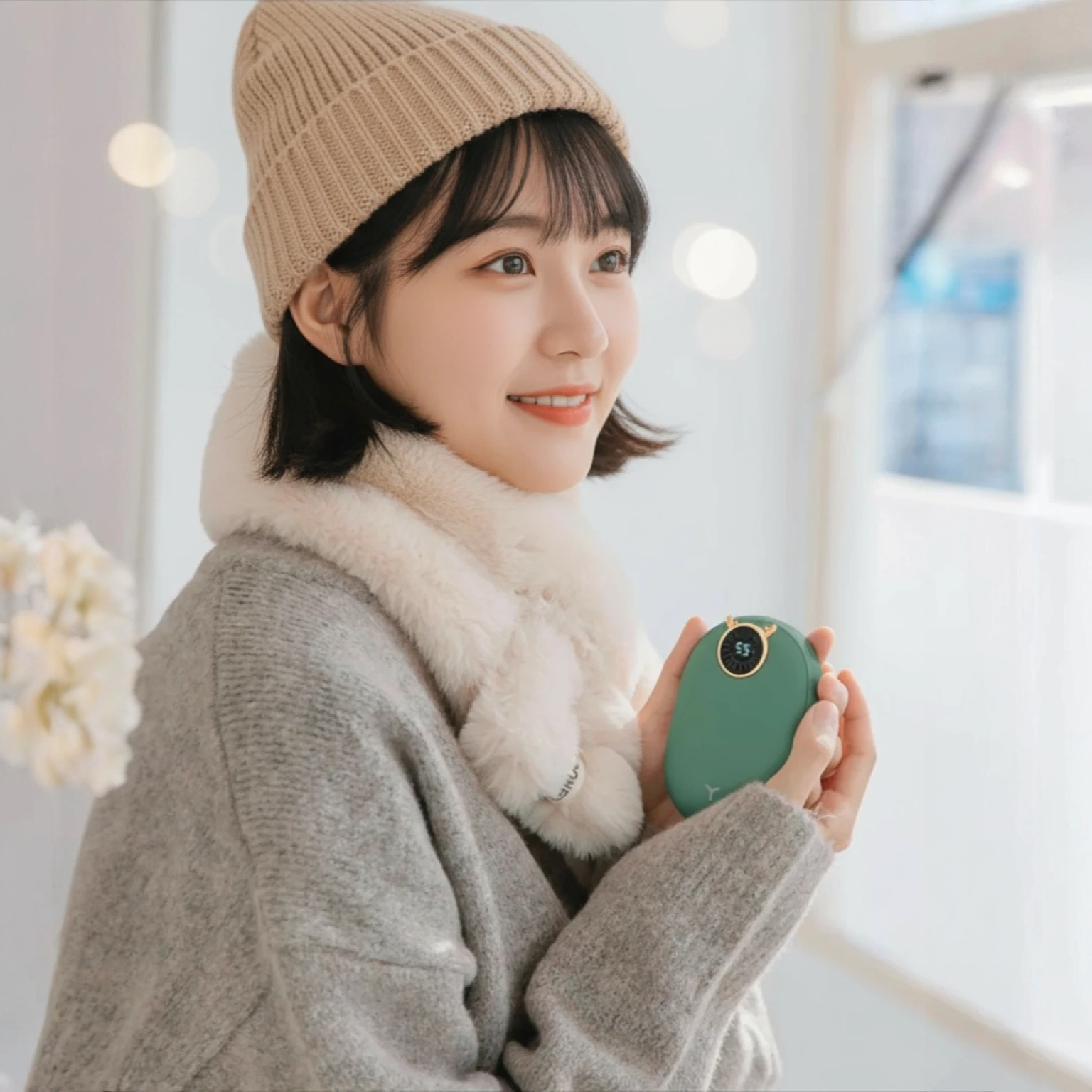 레트로 디자인 충전식 손난로 핸드워머 핫팩 USB C타입 전자 전기 미니 대용량 보조배터리 - 상품 이미지