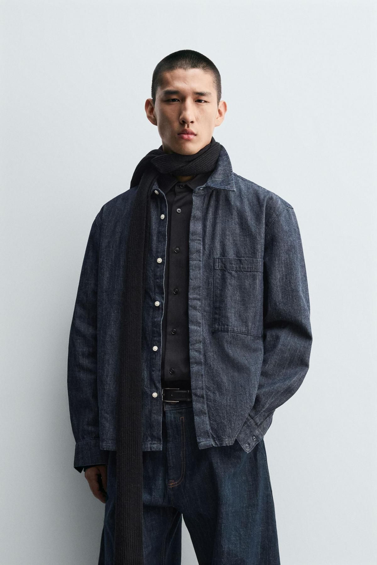 자라 테크니컬 데님 긴팔 셔츠 릴랙스핏 1820/365 BLUE - 상세 이미지 3