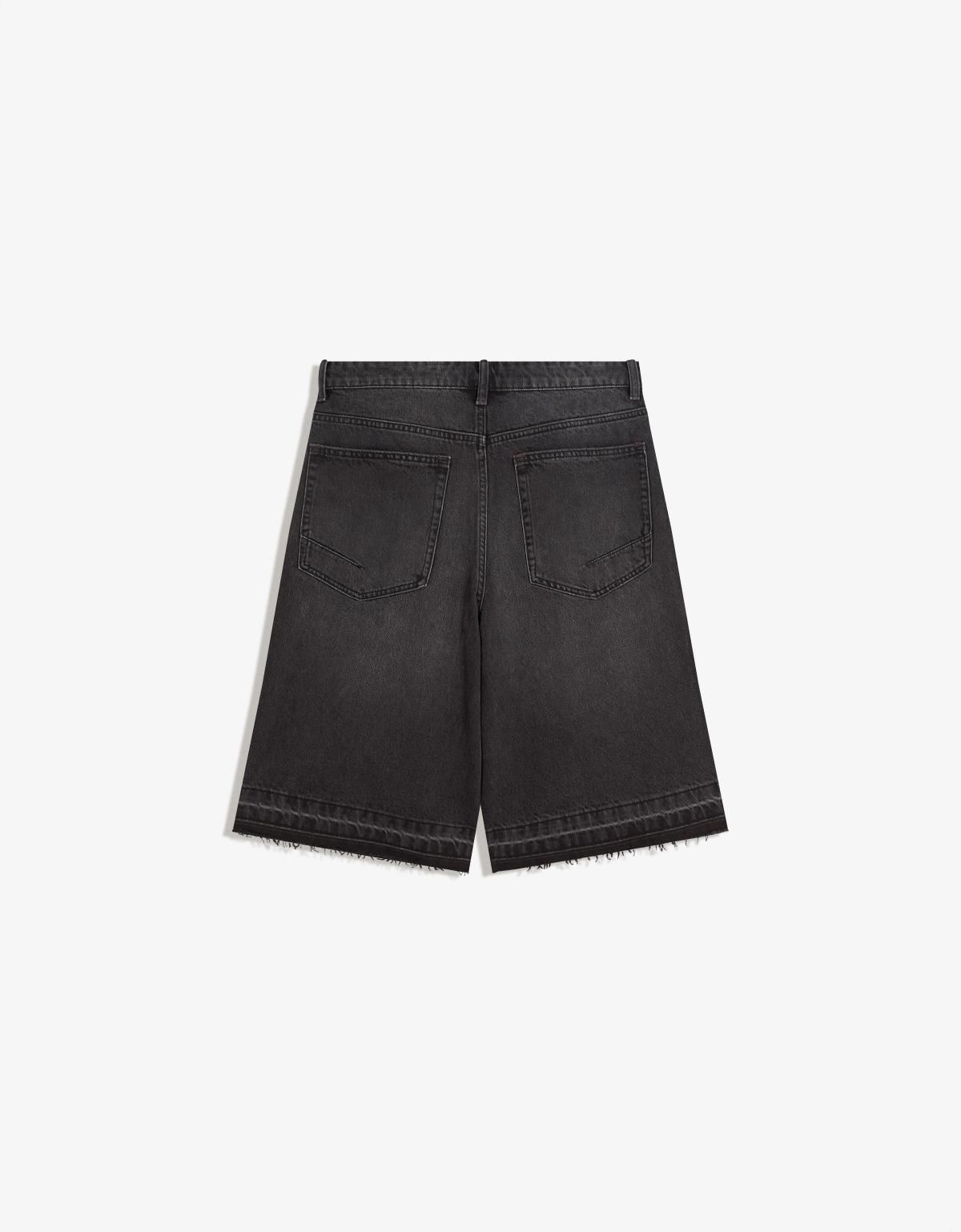 버쉬카 와이드핏 데님 배기 버뮤다 반바지 8423/777 BLACK - 상세 이미지 2