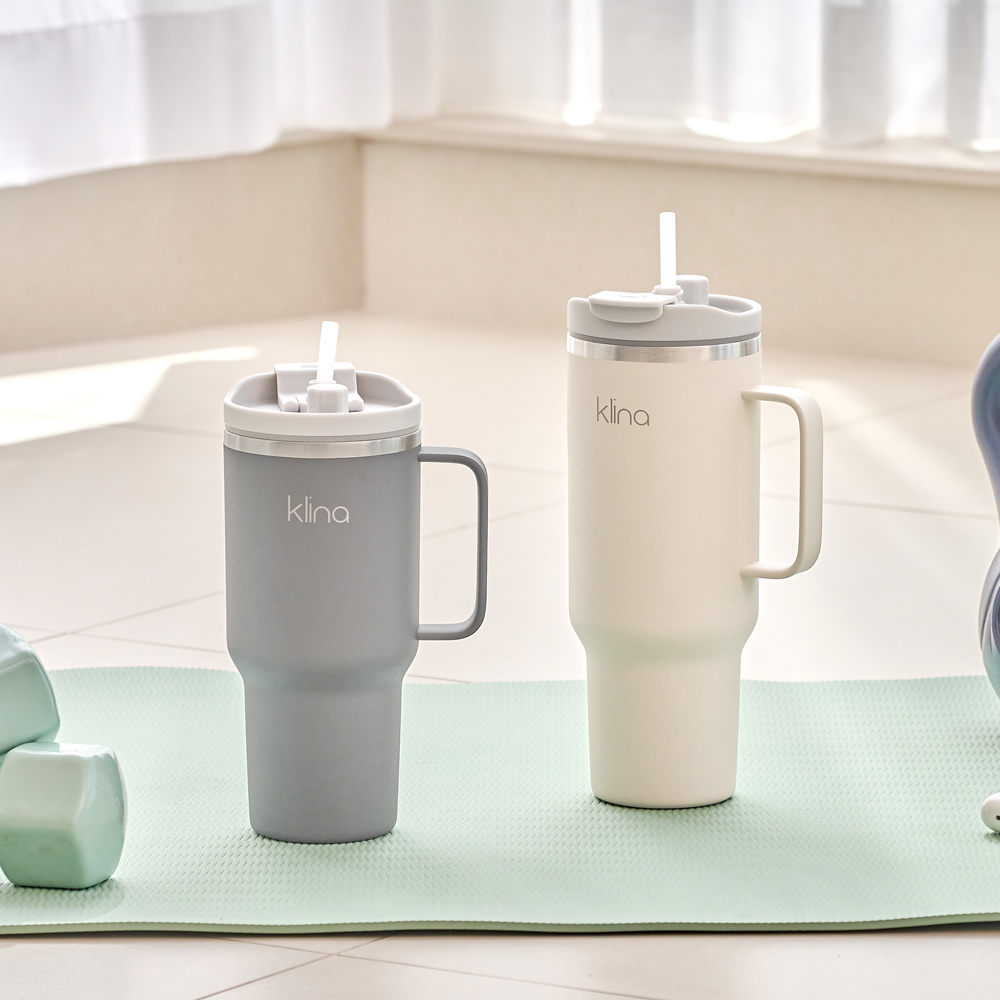 클리나 대용량 텀블러 보온보냉 빨대 텀블러 900ml, 챠콜 - 상세 이미지 2