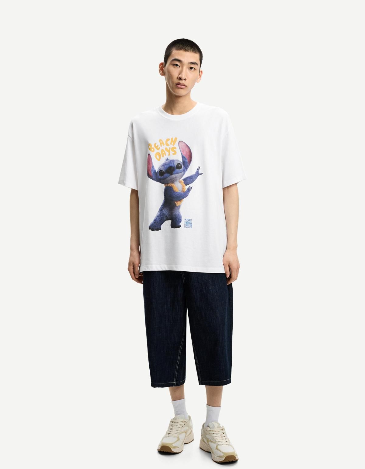 버쉬카 캐릭터 프린팅 Lilo Stitch 웨어러블아트 반팔 티셔츠 2353/835 WHITE - 상세 이미지 4