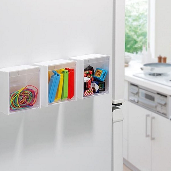 다용도 마그넷 수납함 자석 냉장고 수납함 스윙 투명 - 메인 이미지