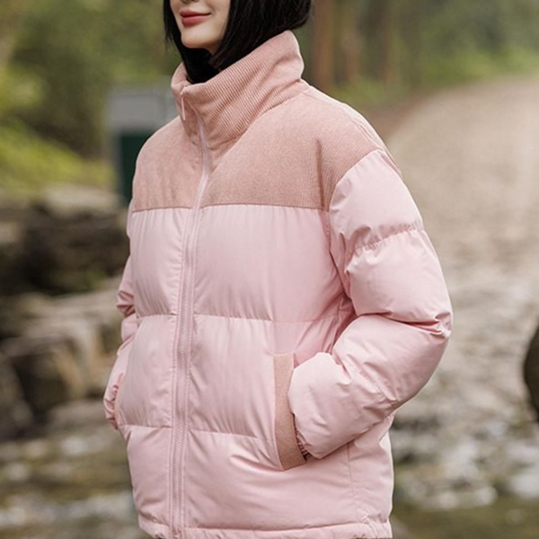 데일리 여성 숏 패딩 경량 초경량 숏 패딩 코듀로이 - 상품 이미지