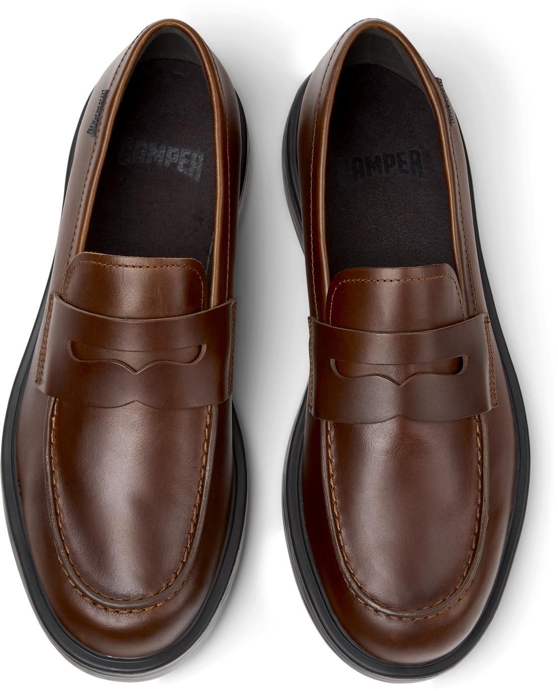 캠퍼 클래식 브라운 레더 로퍼 Dean K101045-005 BROWN - 메인 이미지