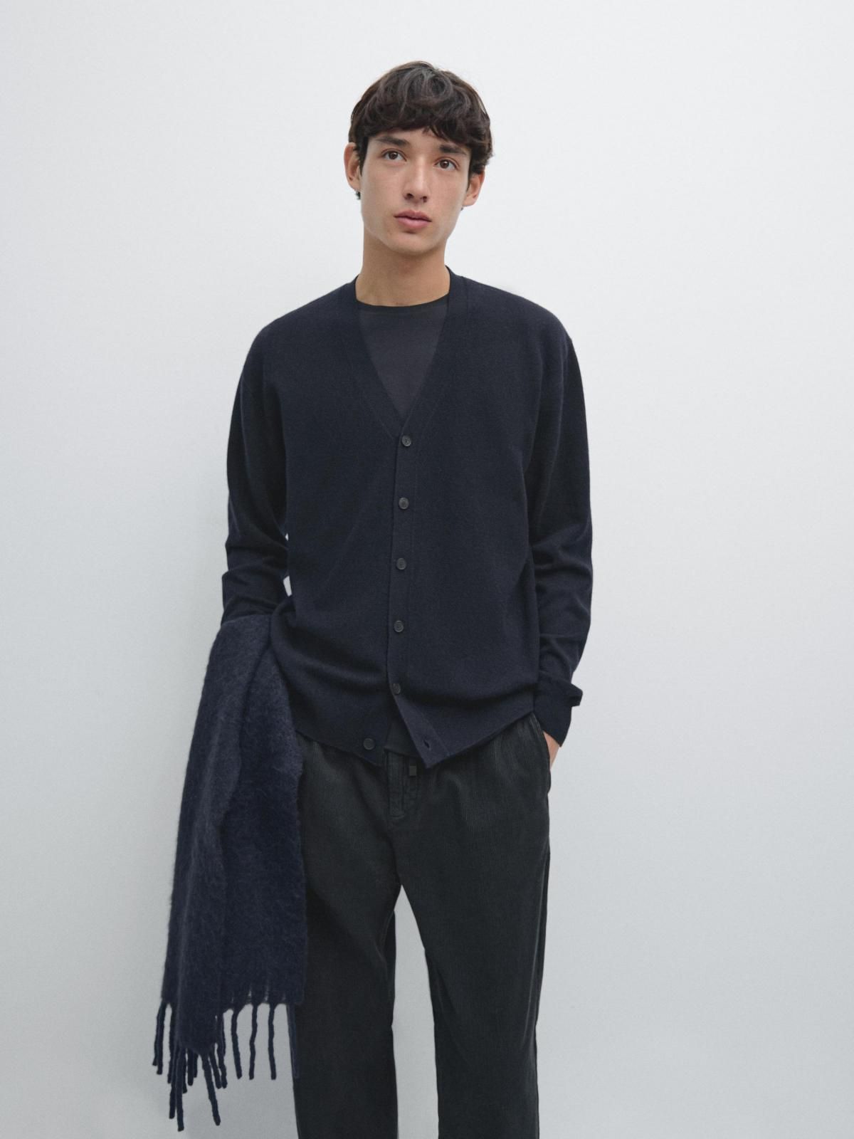 마시모두띠 프리미엄 울블렌드 브이넥 니트 가디건 1016/240 NAVY BLUE - 상세 이미지 3