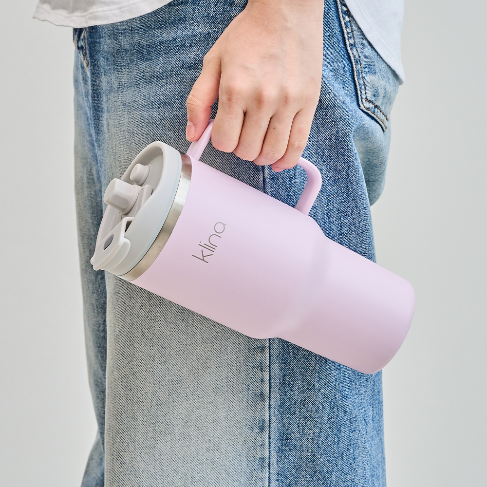 클리나 대용량 텀블러 보온보냉 빨대 텀블러 900ml, 퍼플 - 상세 이미지 3