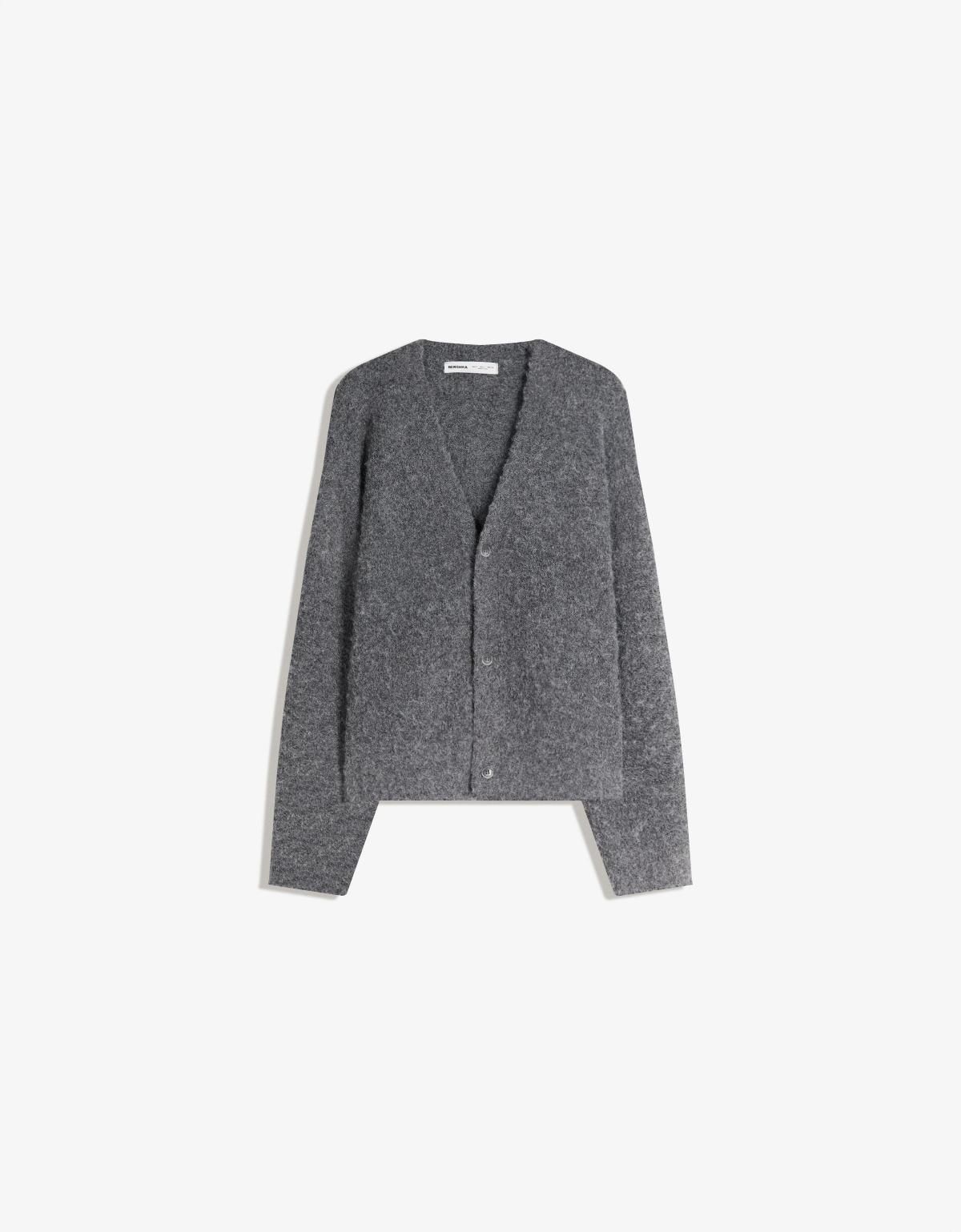 버쉬카 브이넥 버튼 니트 가디건 7498/663 DARK GREY - 상품 이미지