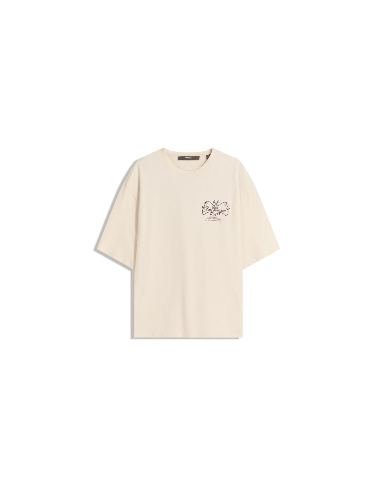 버쉬카 그래픽 자수 오버핏 반팔 티셔츠 8084/112 OFF WHITE - 상세 이미지 2
