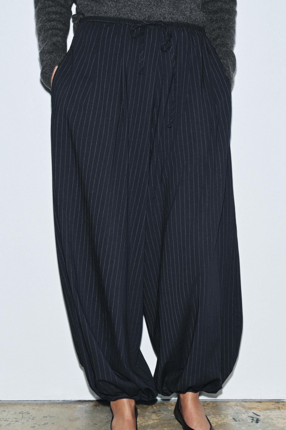 자라 핀스트라이프 벌룬 와이드 팬츠 5344/258 STRIPED - 상세 이미지 4