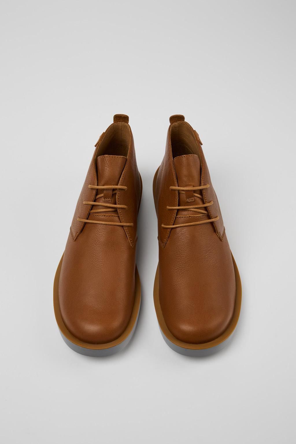 캠퍼 브라운 레더 남성 앵클부츠 Wagon K300378-018 BROWN - 상세 이미지 4