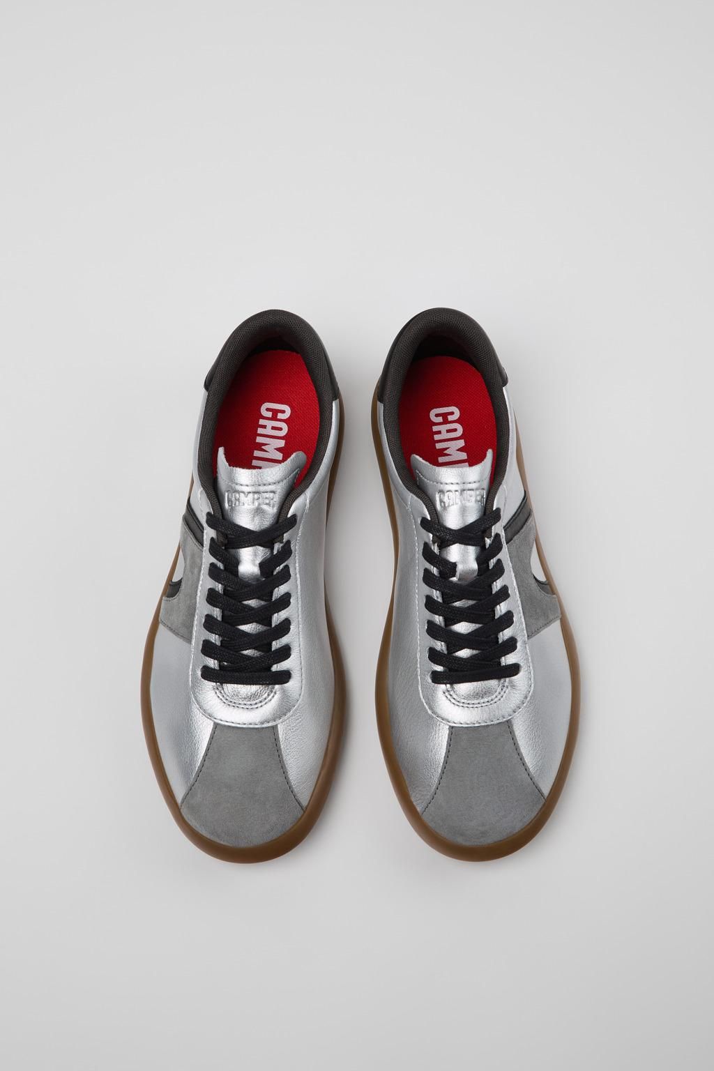 캠퍼 실버 누벅 레더 남성 스니커즈 Pelotas Soller K100937-013 GREY - 상세 이미지 4