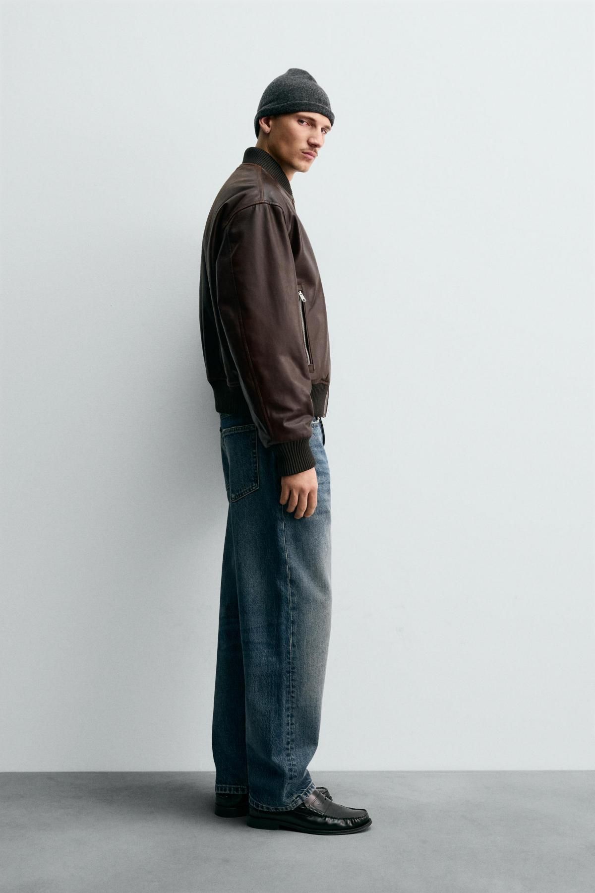 자라 빈티지 왁스드 레더 블루종 봄버 재킷 2521/223 DARK BROWN - 상세 이미지 5