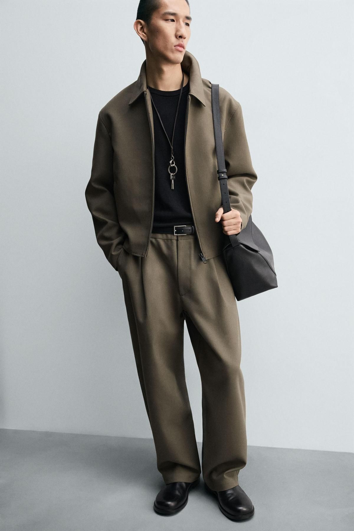 자라 벌룬핏 플리츠 와이드 슬랙스 팬츠 5854/180 KHAKI - 상세 이미지 5