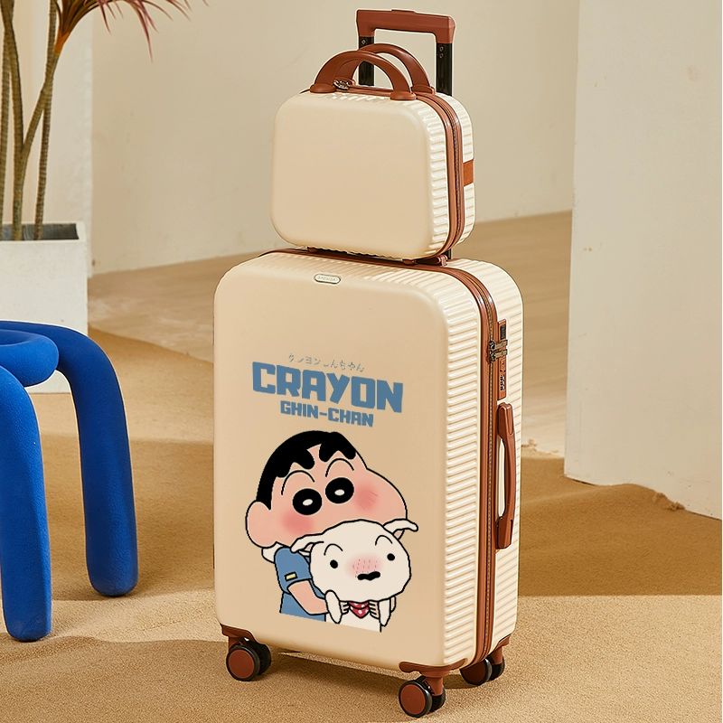 짱구 캐리어 크레용신짱 기내용 여행 가방 트롤리 케이스 비행기 공항 패션 귀여운 베이지 커피 24인치 - 상세 이미지 3
