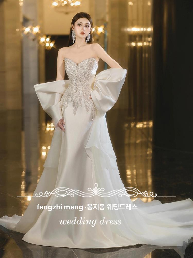 셀프웨딩 드레스 스튜디오 스냅 촬영 튜브탑 스팽글 스윗 S - 상세 이미지 2