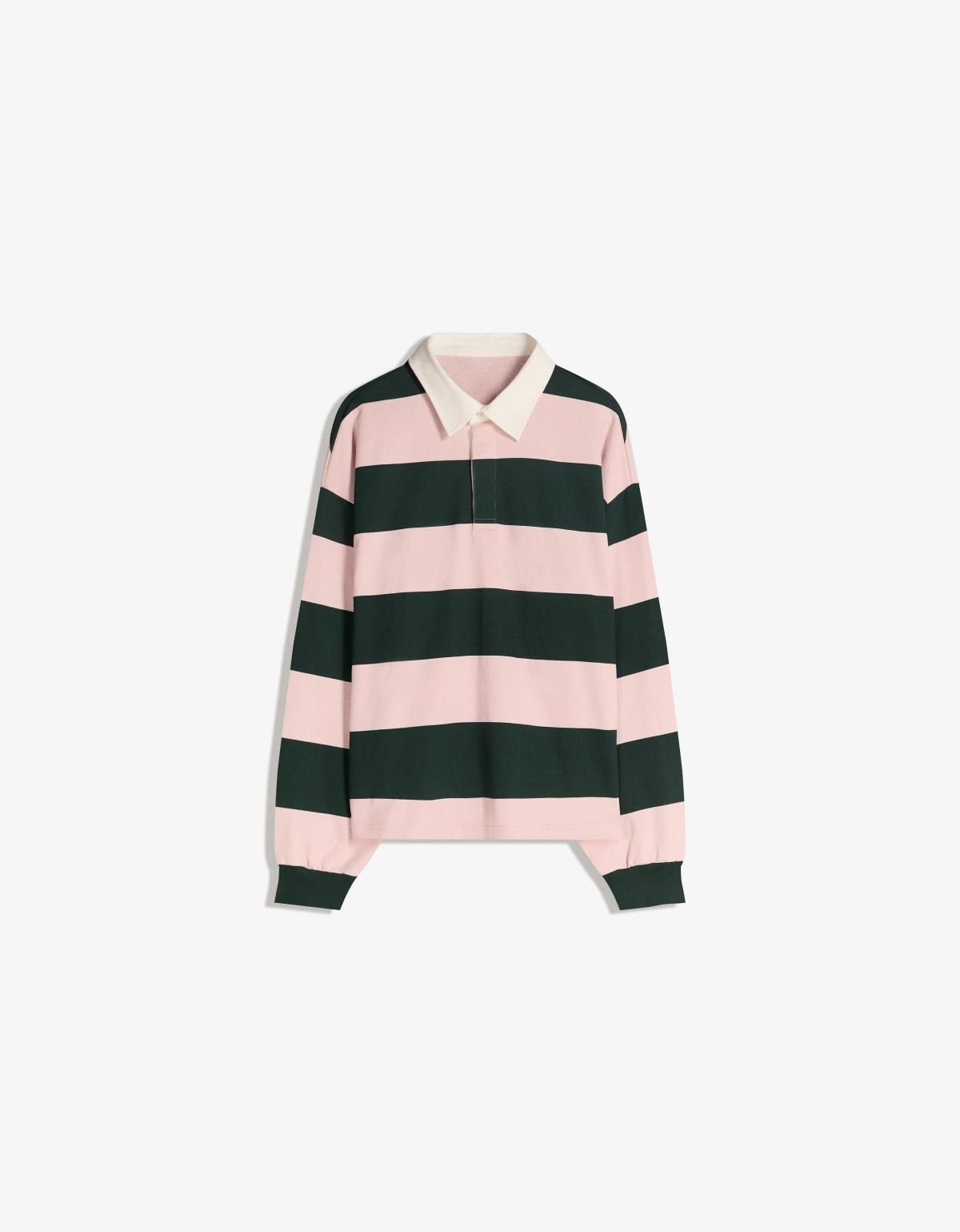 버쉬카 스트라이프 플러시 오버핏 긴팔 폴로셔츠 7400/112 PINK - 상세 이미지 2