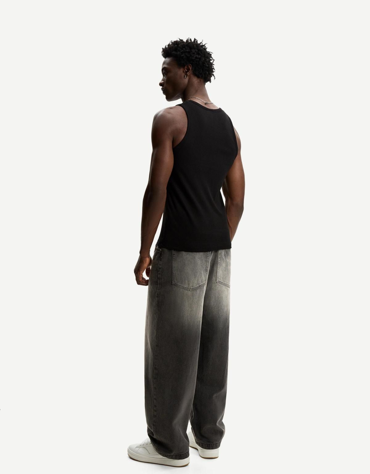 버쉬카 스트리트 흑청 슈퍼 배기핏 청바지 5347/352 BLACK - 상세 이미지 4