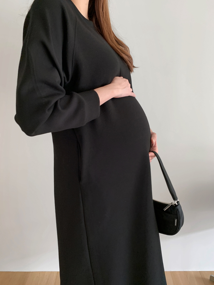 캐주얼 포켓 나그랑 스판 루즈핏 긴팔 롱 원피스 가을 겨울 원피스 여성 H라인 데일리룩