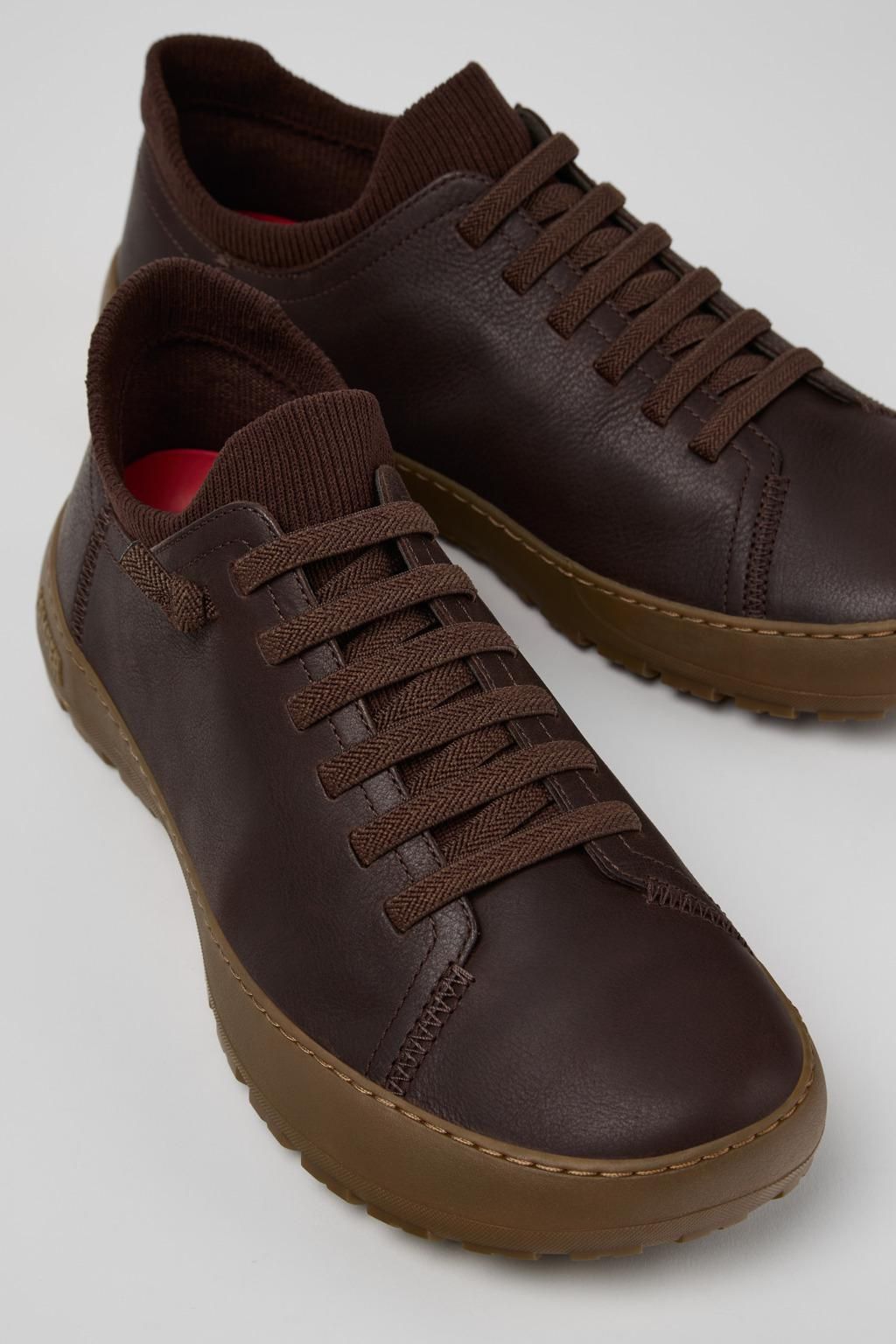 캠퍼 친환경 브라운 레더 스니커즈 Peu Serra K101075-005 BROWN - 상세 이미지 2